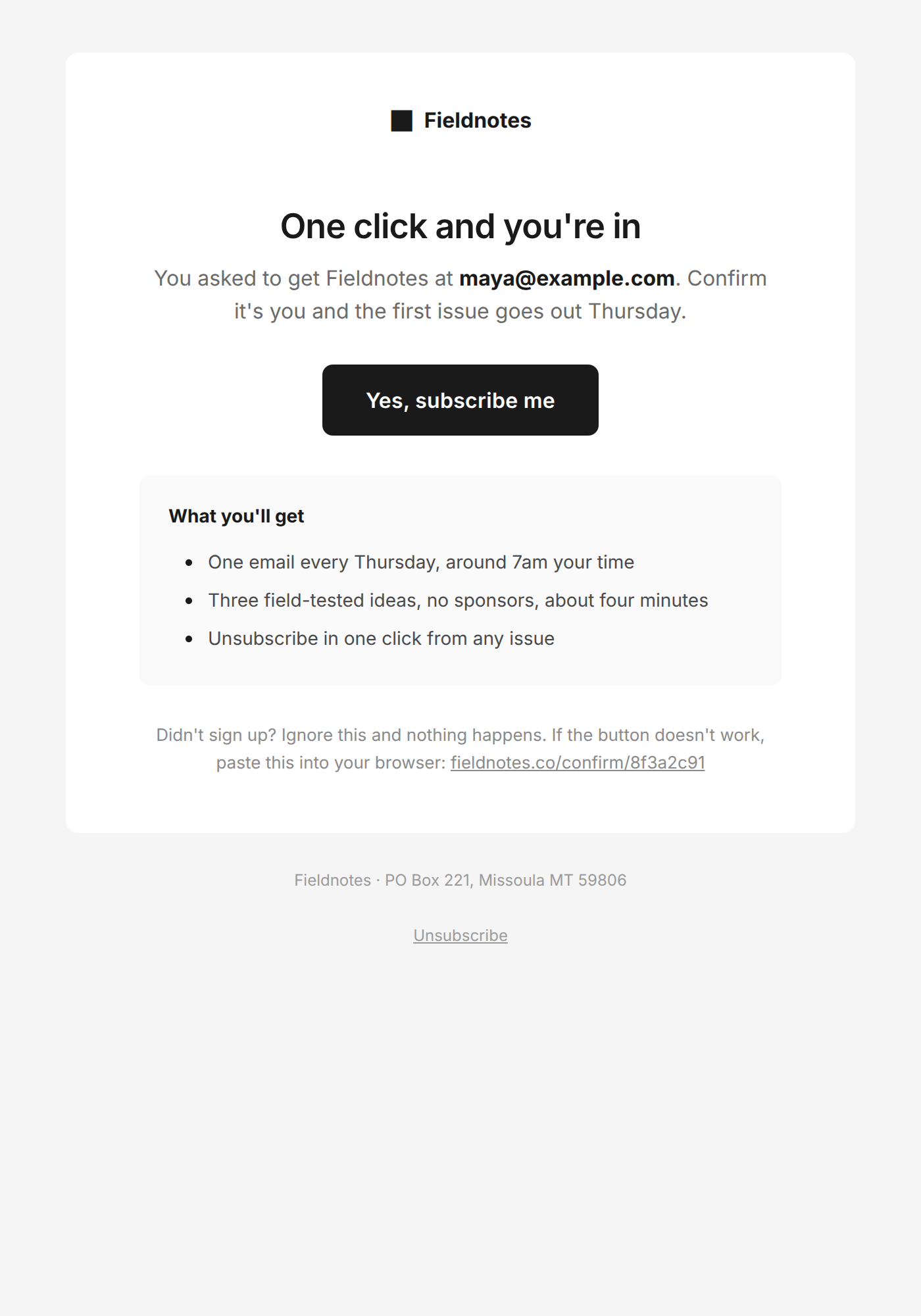 Confirm email template