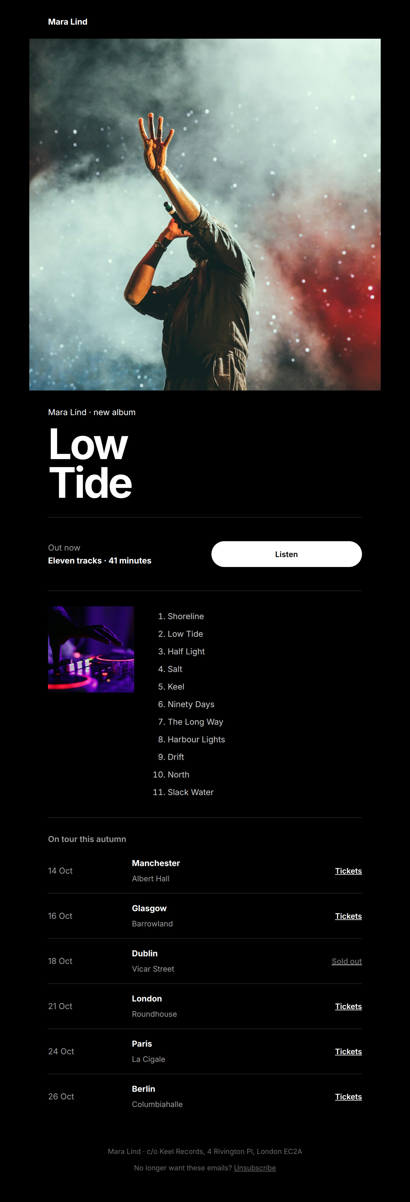 Tour email template