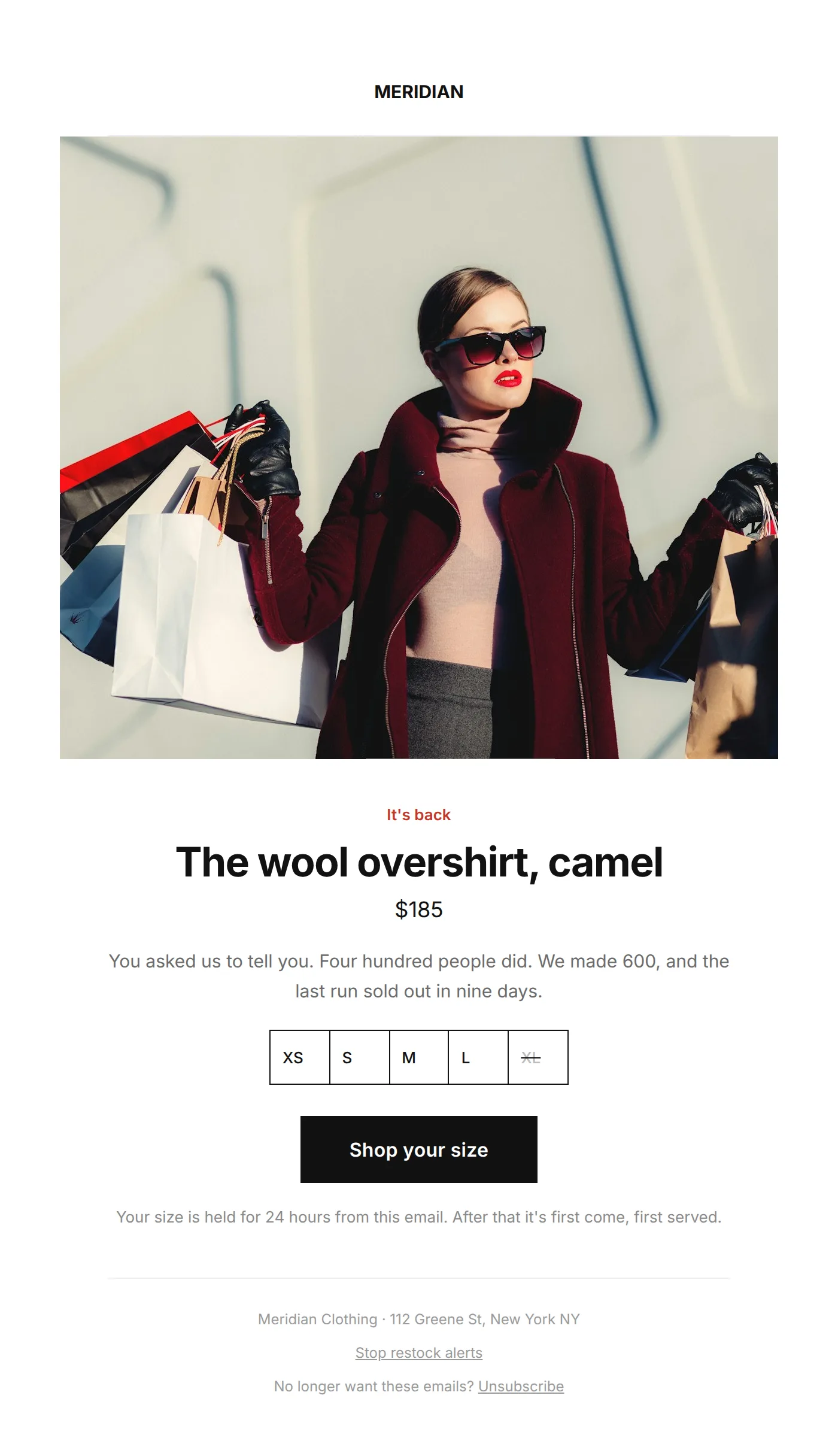Restock email template